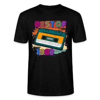 best of 1983 Kassette 80er 39. geburtstag - Stanley/Stella Unisex Bio-T-Shirt CRAFTER - Schwarz - Vorne - Alina (178cm) & Michal (187cm)