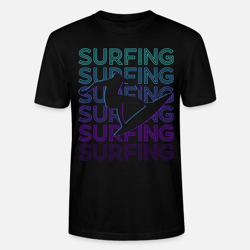 Surfen Surfer Surf Retro - Stanley/Stella Unisex Bio-T-Shirt CRAFTER - Schwarz