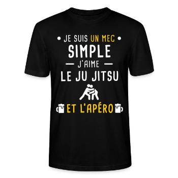 mec simple ju jitsu et apéro - T-shirt bio CRAFTER Stanley Stella Unisexe - noir - Devant - Alina (178cm) & Michal (187cm)