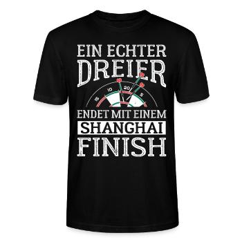 Dart Shanghai finish lustig darts spruch - Stanley/Stella Unisex Bio-T-Shirt CRAFTER - Schwarz - Vorne - Alina (178cm) & Michal (187cm)