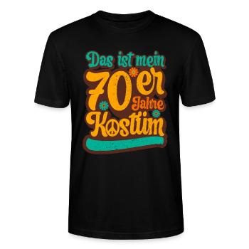 70er Jahre Party Mottoparty Outfit Kostüm 1970er - Stanley/Stella Unisex Bio-T-Shirt CRAFTER - Schwarz - Vorne - Alina (178cm) & Michal (187cm)