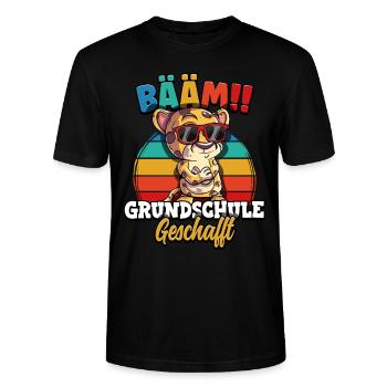 Bääm Grundschule Geschafft - Stanley/Stella Unisex Bio-T-Shirt CRAFTER - Schwarz - Vorne - Alina (178cm) & Michal (187cm)