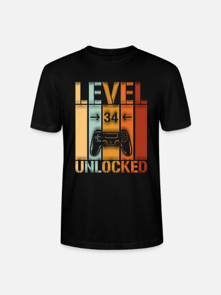 34th Birthday Level 34 unlocked - Stanley/Stella CRAFTER Unisex Organic T-Shirt - black