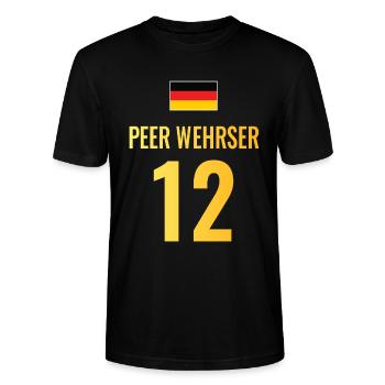 Fußball Sauf Trikot Deutschland Mallorca Gruppen - Stanley/Stella Unisex Bio-T-Shirt CRAFTER - Schwarz - Vorne - Alina (178cm) & Michal (187cm)