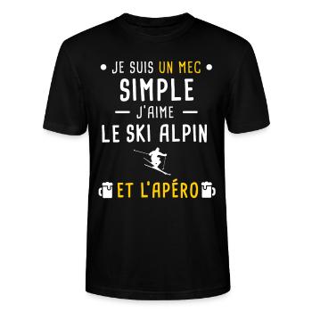 mec simple ski alpin et apéro - T-shirt bio CRAFTER Stanley Stella Unisexe - noir - Devant - Alina (178cm) & Michal (187cm)