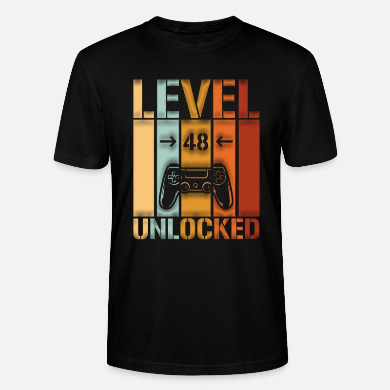 48e anniversaire Niveau 48 débloqué - T-shirt bio CRAFTER Stanley Stella Unisexe - noir