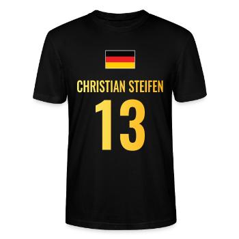 Fußball Sauf Trikot Deutschland Mallorca Gruppen - Stanley/Stella Unisex Bio-T-Shirt CRAFTER - Schwarz - Vorne - Alina (178cm) & Michal (187cm)