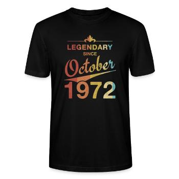 50. Geburtstag Legendär Oktober 1972 Jahrgang 72 - Stanley/Stella Unisex Bio-T-Shirt CRAFTER - Schwarz - Vorne - Alina (178cm) & Michal (187cm)