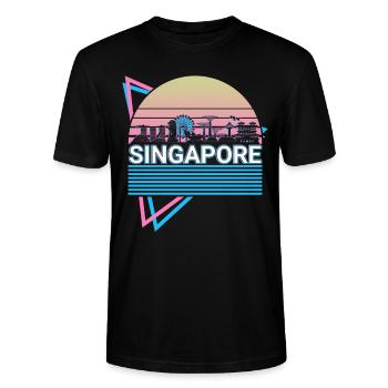 Singapour City Skyline Cityscape Rétro - T-shirt bio CRAFTER Stanley Stella Unisexe - noir - Devant - Alina (178cm) & Michal (187cm)