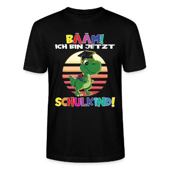 Bääm! Ich Bin Jetzt Schulkind Einschulung - Stanley/Stella Unisex Bio-T-Shirt CRAFTER - Schwarz - Vorne - Alina (178cm) & Michal (187cm)