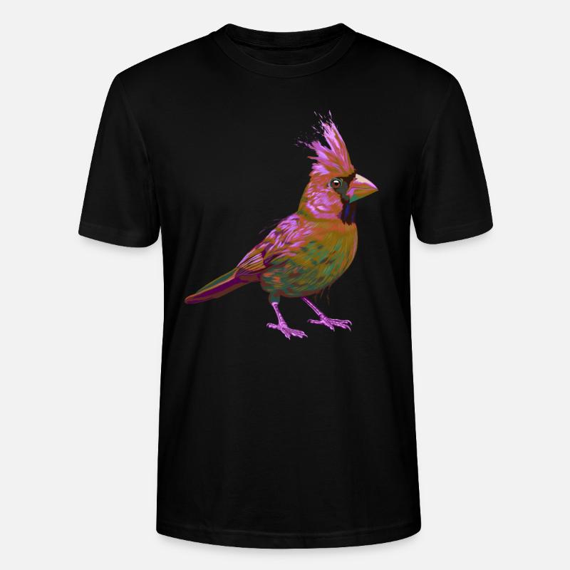 Bunter Splash Vogel Rotkardinal - Stanley/Stella Unisex Bio-T-Shirt CRAFTER - Schwarz