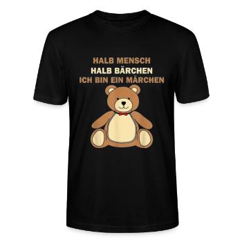 Halb Mensch halb Bärchen - Stanley/Stella Unisex Bio-T-Shirt CRAFTER - Schwarz - Vorne - Alina (178cm) & Michal (187cm)