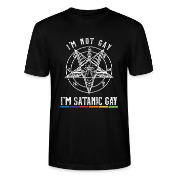 I'm not gay i'm satanic Gay I LGBT Pride - Stanley/Stella Unisex Bio-T-Shirt CRAFTER - Schwarz - Vorne - Alina (178cm) & Michal (187cm)