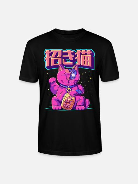 Cyborg Maneki Neko Cat Japansk Cyber Æstetik - Stanley Stella CRAFTER unisex økologisk-T-shirt - sort