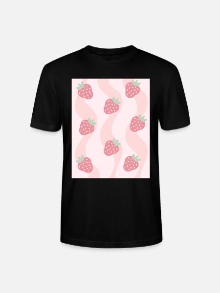 Danish Pastel Aesthetics Strawberries - Stanley/Stella CRAFTER Unisex Organic T-Shirt - black