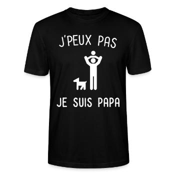 Je peux pas je suis papa bébé famille - T-shirt bio CRAFTER Stanley Stella Unisexe - noir - Devant - Alina (178cm) & Michal (187cm)