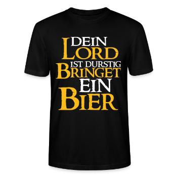 Dein Lord Ist Durstig Bringtet Ein Bier - Stanley/Stella Unisex Bio-T-Shirt CRAFTER - Schwarz - Vorne - Alina (178cm) & Michal (187cm)