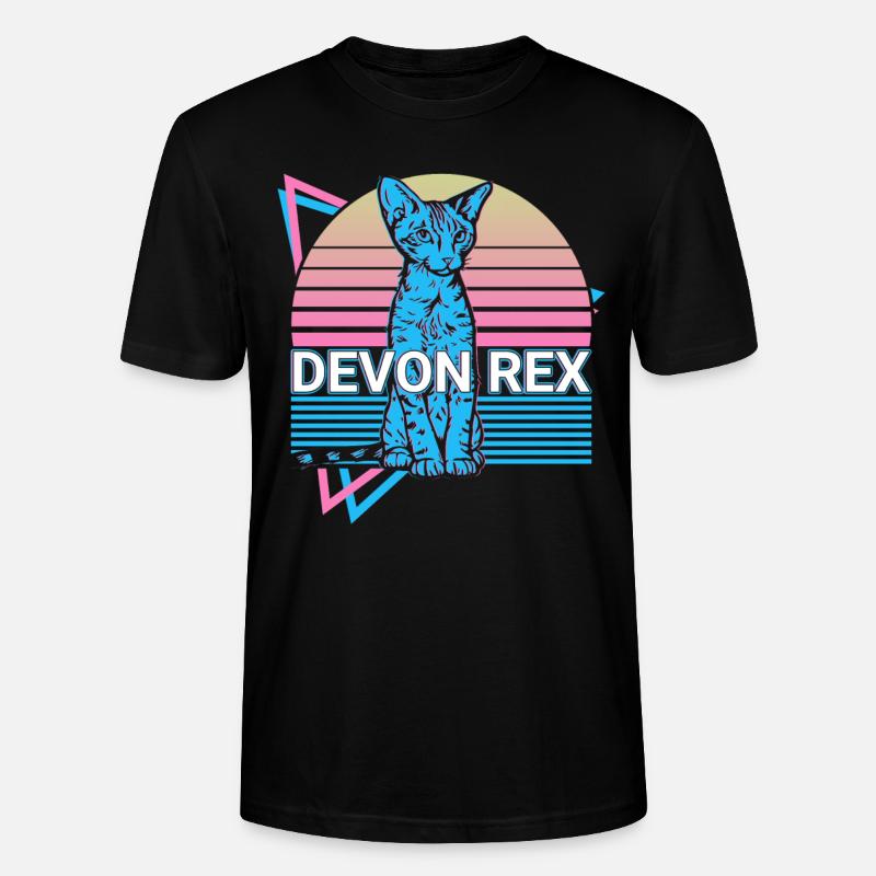 Devon Rex Katze Retro - Stanley/Stella Unisex Bio-T-Shirt CRAFTER - Schwarz