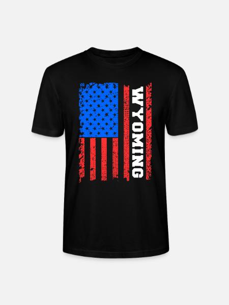 Wyoming Usa flag gift - Stanley/Stella CRAFTER Unisex Organic T-Shirt - black