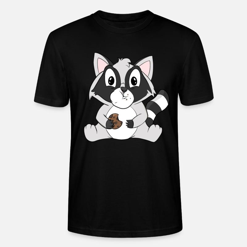 Waschbär mit Keks - Stanley/Stella Unisex Bio-T-Shirt CRAFTER - Schwarz