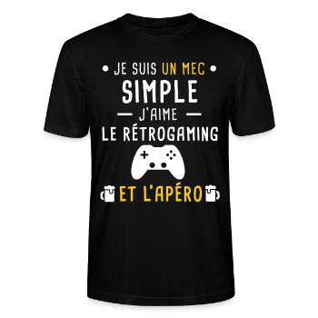 rétrogaming et apéro mec simple - T-shirt bio CRAFTER Stanley Stella Unisexe - noir - Devant - Alina (178cm) & Michal (187cm)