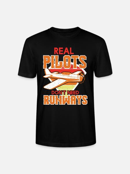 Real Pilots Dont Need Runways - Stanley/Stella CRAFTER Unisex Organic T-Shirt - black