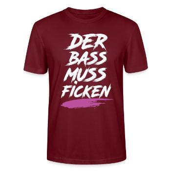 Der Bass Muss F***** Festival - Stanley/Stella Unisex Bio-T-Shirt CRAFTER - Burgunderrot - Vorne - Alina (178cm) & Michal (187cm)