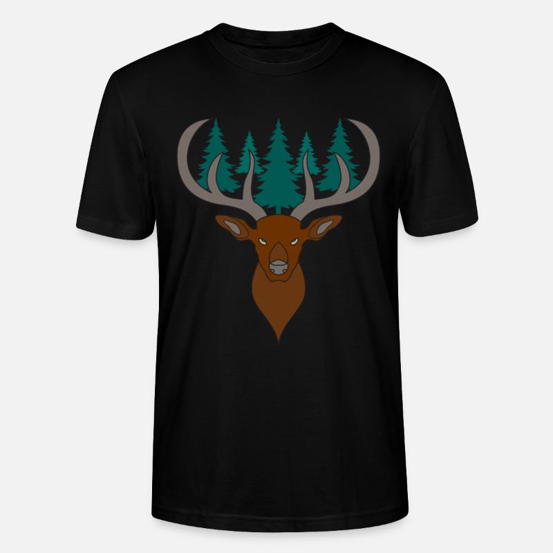 Rothirsch Geweih mit Hirschgeweih - Stanley/Stella Unisex Bio-T-Shirt CRAFTER - Schwarz
