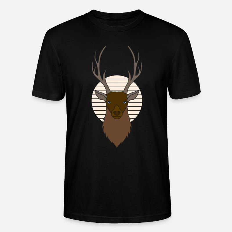 Rothirsch Geweih mit Hirschgeweih - Stanley/Stella Unisex Bio-T-Shirt CRAFTER - Schwarz