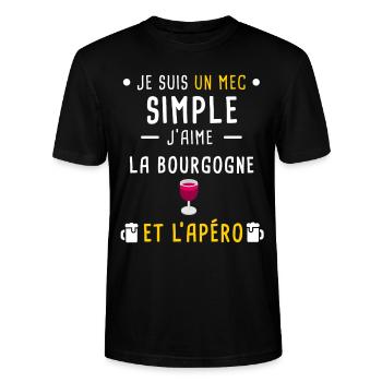 Bourgogne vin apéro mec simple - T-shirt bio CRAFTER Stanley Stella Unisexe - noir - Devant - Alina (178cm) & Michal (187cm)