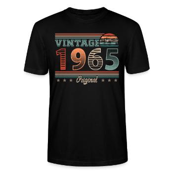 Vintage 1965 Geburtsjahr 1965 Geburtstag Männer - Stanley/Stella Unisex Bio-T-Shirt CRAFTER - Schwarz - Vorne - Alina (178cm) & Michal (187cm)