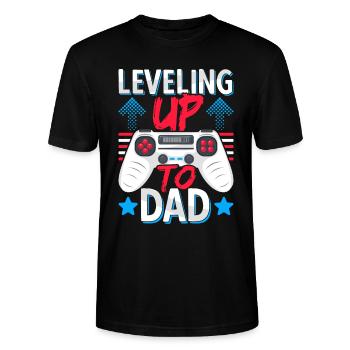 Dad-to-be Future Father Leveling Up Dad - Stanley/Stella CRAFTER Unisex Organic T-Shirt - black - Front - Alina (178cm) & Michal (187cm)