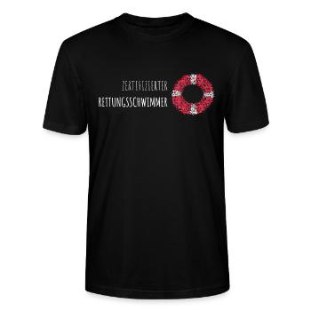 Zertifizierter Rettungsschwimmer Schwimmlehrer - Stanley/Stella Unisex Bio-T-Shirt CRAFTER - Schwarz - Vorne - Alina (178cm) & Michal (187cm)