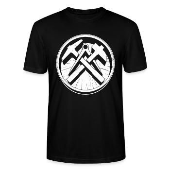Dachdecker Zunft Zeichen Logo - Stanley/Stella Unisex Bio-T-Shirt CRAFTER - Schwarz - Vorne - Alina (178cm) & Michal (187cm)