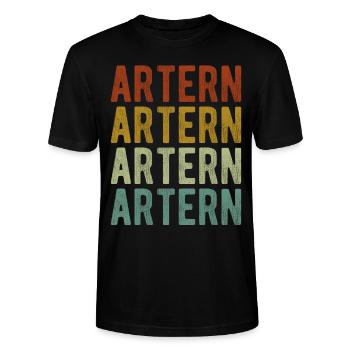 Artern Stadt Retro Vintage - Stanley/Stella Unisex Bio-T-Shirt CRAFTER - Schwarz - Vorne - Alina (178cm) & Michal (187cm)