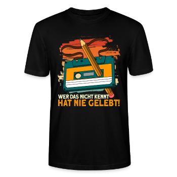 Retro Kassette 80er 90er Vintage - Stanley/Stella Unisex Bio-T-Shirt CRAFTER - Schwarz - Vorne - Alina (178cm) & Michal (187cm)