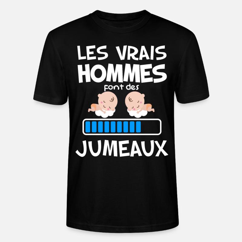 Annonce Naissance Jumeaux - T-shirt bio CRAFTER Stanley Stella Unisexe - noir