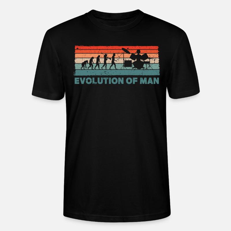 Retro Schlagzeuger Evolution Drummer - Stanley/Stella CRAFTER Unisex Organic T-Shirt - black