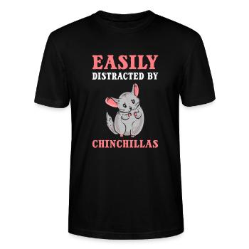 Easily Distracted By Chinchillas Chinchilla Pet - Stanley/Stella Unisex Bio-T-Shirt CRAFTER - Schwarz - Vorne - Alina (178cm) & Michal (187cm)