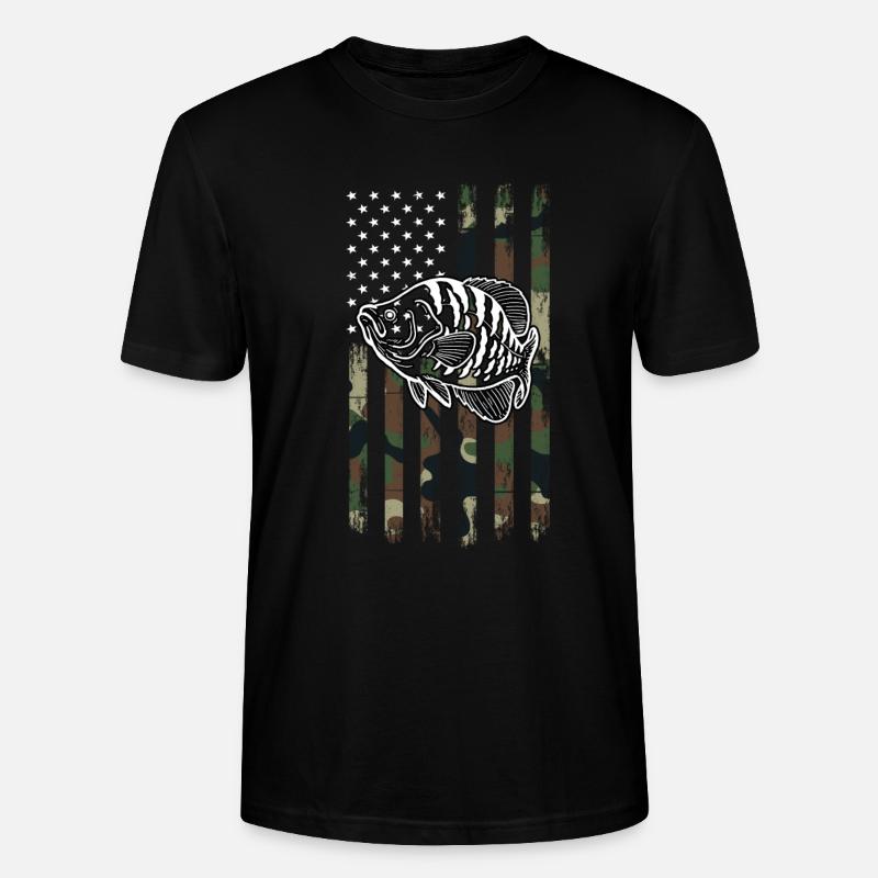 Poisson Crappie drapeau des États-Unis - T-shirt bio CRAFTER Stanley Stella Unisexe - noir