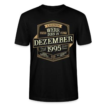 Dezember 1995 Geburtstag Mann - Stanley/Stella Unisex Bio-T-Shirt CRAFTER - Schwarz - Vorne - Alina (178cm) & Michal (187cm)