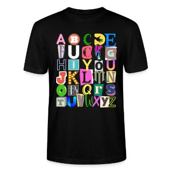 Alphabet and hidden message - Stanley/Stella CRAFTER Unisex Organic T-Shirt - black - Front - Alina (178cm) & Michal (187cm)