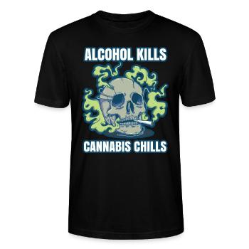 L’alcool tue les frissons du cannabis Fumer de l’herbe Pothead - T-shirt bio CRAFTER Stanley Stella Unisexe - noir - Devant - Alina (178cm) & Michal (187cm)