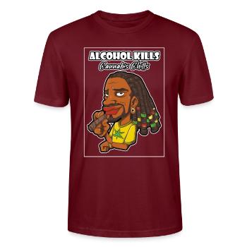 Alcohol Kills Cannabis Chills Weed Smoking Pothead - Stanley/Stella CRAFTER Unisex Organic T-Shirt - burgundy - Front - Alina (178cm) & Michal (187cm)