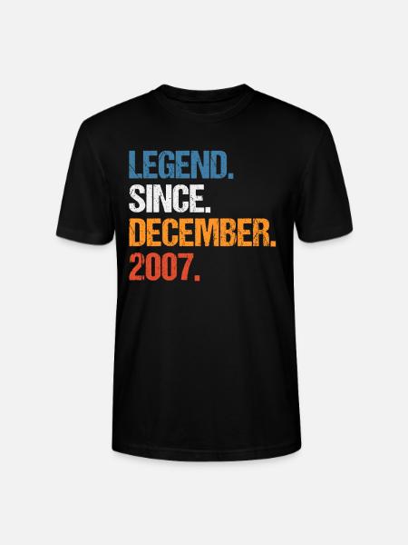 Legend Since December 2007 Birthday - Stanley/Stella CRAFTER Unisex Organic T-Shirt - black