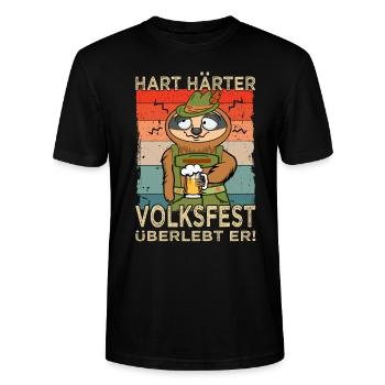 Volksfest - Paresseux en costume traditionnel - Dicton de bière - T-shirt bio CRAFTER Stanley Stella Unisexe - noir - Devant - Alina (178cm) & Michal (187cm)