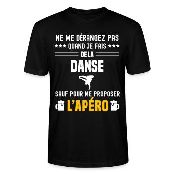danse danceur ne dérangez pas sauf apéro - T-shirt bio CRAFTER Stanley Stella Unisexe - noir - Devant - Alina (178cm) & Michal (187cm)