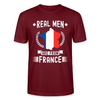 France - T-shirt bio CRAFTER Stanley Stella Unisexe - bordeaux - Devant - Alina (178cm) & Michal (187cm)