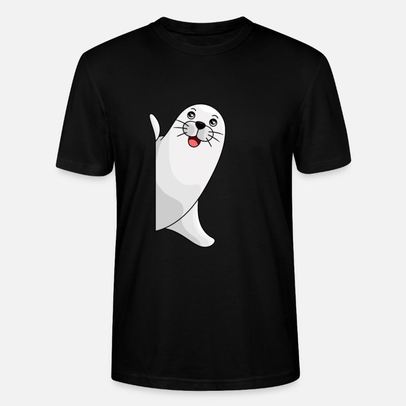 robbe mädchen Junge Seelöwe Seehund - Stanley/Stella Unisex Bio-T-Shirt CRAFTER - Schwarz