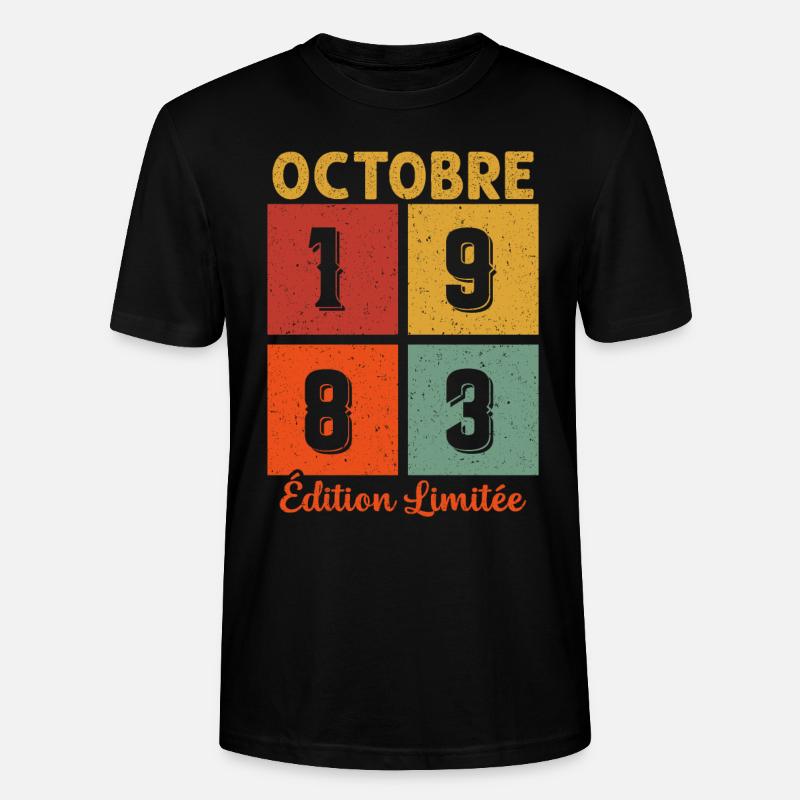 Octobre 1983 Édition limitée - T-shirt bio CRAFTER Stanley Stella Unisexe - noir